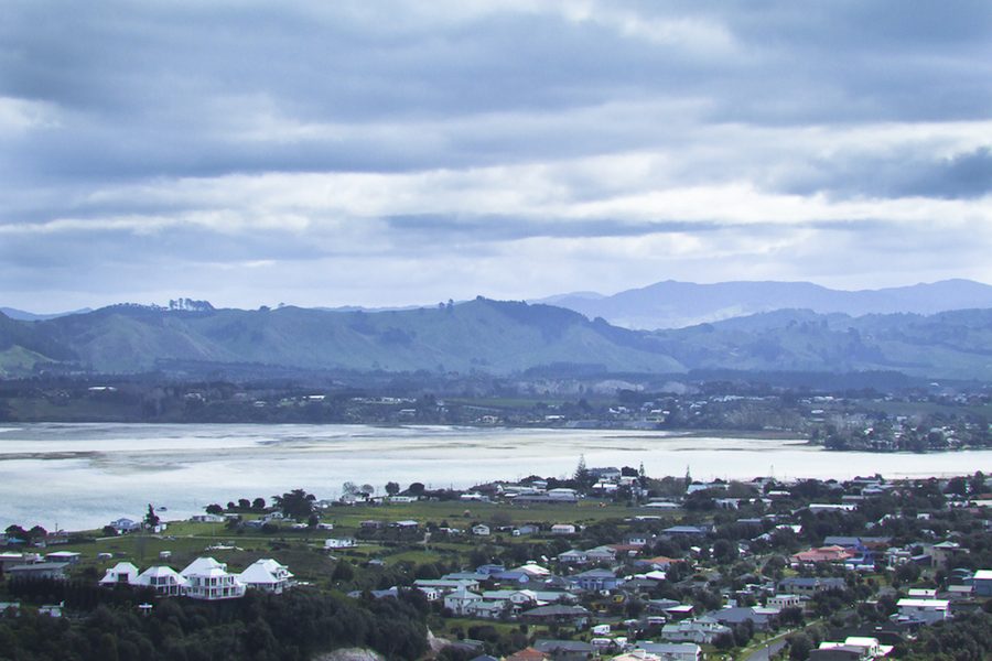 View across the Bay of Plenty coastline and hills